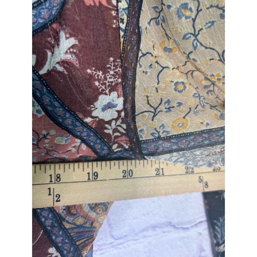 American Eagle Womens Patchwork Floral Long Sleeve Boho Top L Polyester - Picture 8 of 9